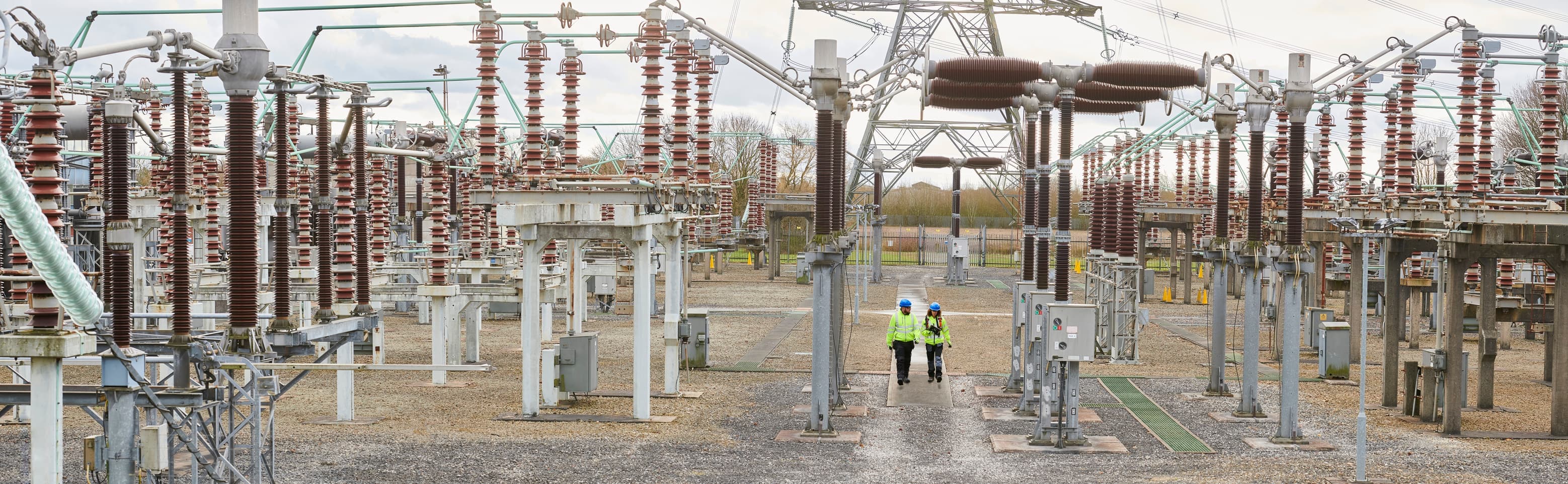 Electrical worker at power substation